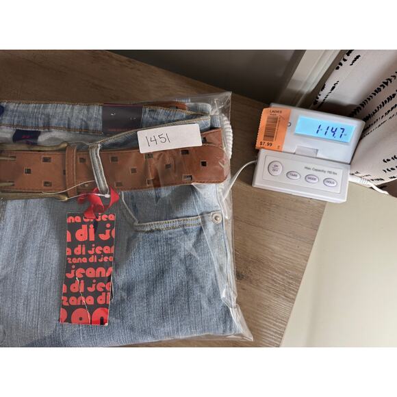 VTG Y2K Zana Di Women’s Wide Leg Jeans Plus Size 24 Belted NWT Baggy Boho Skater - Picture 16 of 16